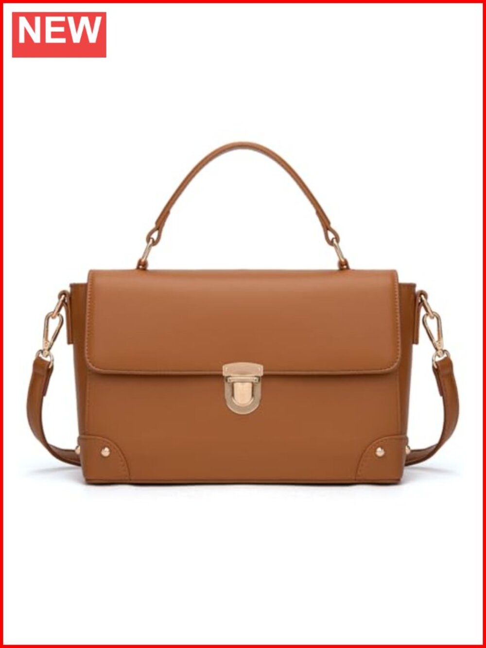 Vegan Leather Top Handle Satchel Purse Adjustable Crossbody Bag